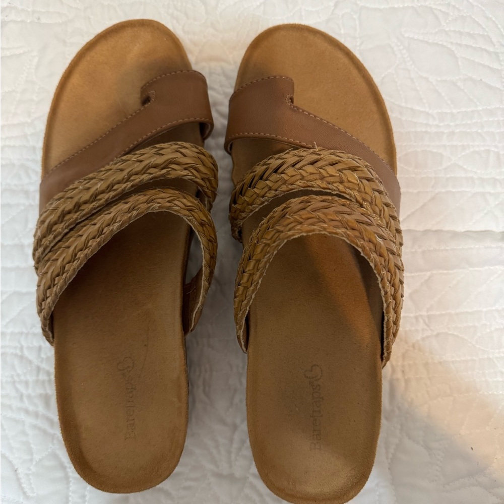 BareTraps Tan and Brown Braided Sandals